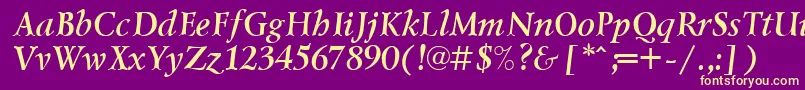 LazurskicttBolditalic Font – Yellow Fonts on Purple Background