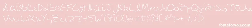 DbeRigel-fontti – valkoiset fontit vaaleanpunaisella taustalla