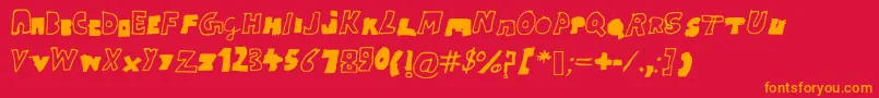 フォントRitviksfont – 赤い背景にオレンジの文字