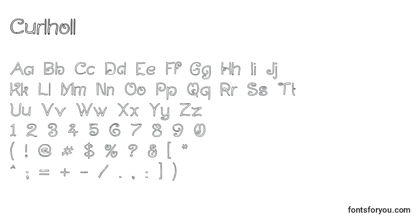 Czcionka Curlholl – alfabet, cyfry, specjalne znaki