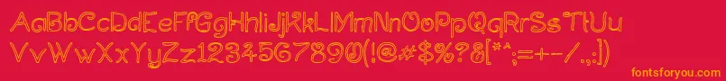 Curlholl-Schriftart – Orangefarbene Schriften auf rotem Hintergrund