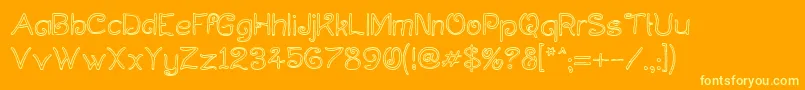 Weitere Informationen zur Curlholl-Schriftart Curlholl-Schriftart – Gelbe Schriften auf orangefarbenem Hintergrund
