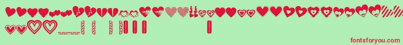 フォントLovesDevine – 赤い文字の緑の背景