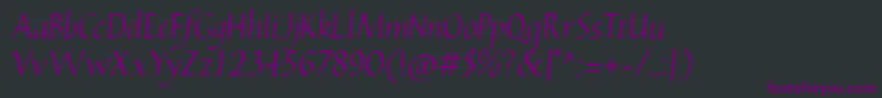 フォントCarmentaItalic2.00 – 黒い背景に紫のフォント