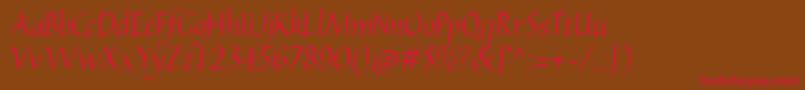 フォントCarmentaItalic2.00 – 赤い文字が茶色の背景にあります。