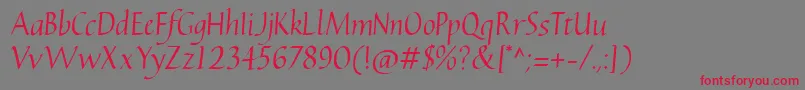 Fonte CarmentaItalic2.00 – fontes vermelhas em um fundo cinza