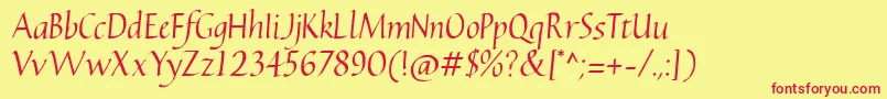 Fonte CarmentaItalic2.00 – fontes vermelhas em um fundo amarelo