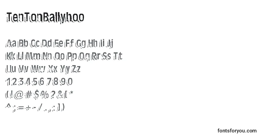 Schriftart TenTonBallyhoo – Alphabet, Zahlen, spezielle Symbole