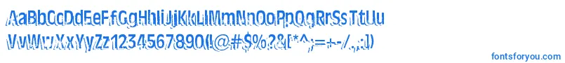 TenTonBallyhoo-Schriftart – Blaue Schriften auf weißem Hintergrund