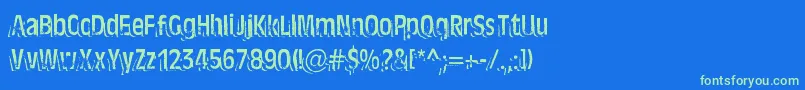 TenTonBallyhoo-Schriftart – Grüne Schriften auf blauem Hintergrund