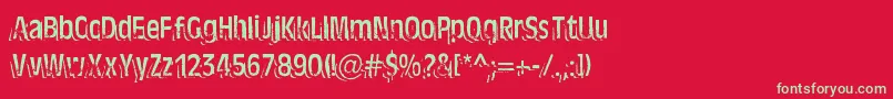 TenTonBallyhoo-Schriftart – Grüne Schriften auf rotem Hintergrund