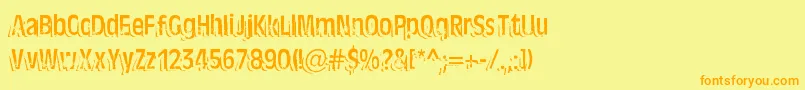 TenTonBallyhoo-Schriftart – Orangefarbene Schriften auf gelbem Hintergrund