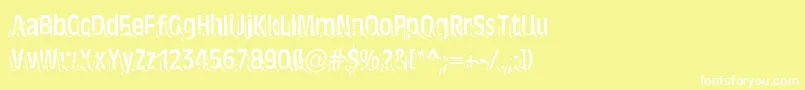 TenTonBallyhoo-Schriftart – Weiße Schriften auf gelbem Hintergrund