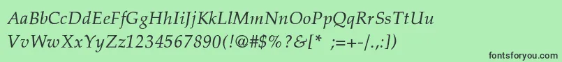 フォントPheasantThinItalic – 緑の背景に黒い文字