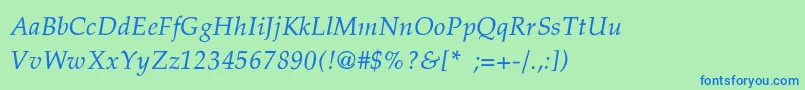 PheasantThinItalic Font – Blue Fonts on Green Background