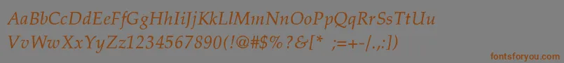 Weitere Informationen zur PheasantThinItalic-Schriftart PheasantThinItalic-Schriftart – Braune Schriften auf grauem Hintergrund