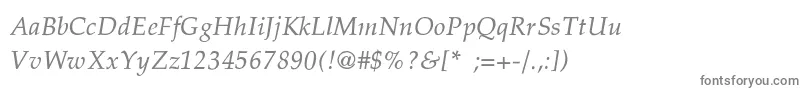 フォントPheasantThinItalic – 白い背景に灰色の文字