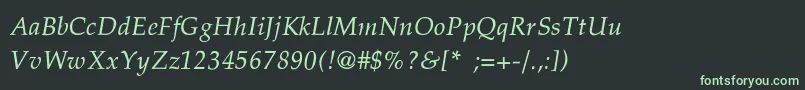 フォントPheasantThinItalic – 黒い背景に緑の文字
