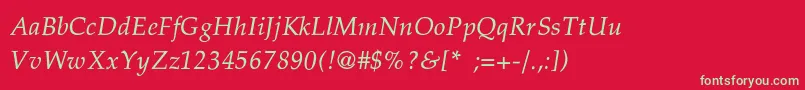 PheasantThinItalic Font – Green Fonts on Red Background