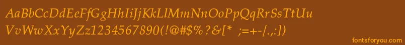 PheasantThinItalic Font – Orange Fonts on Brown Background