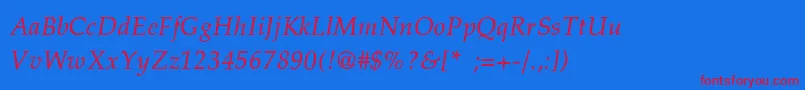 PheasantThinItalic Font – Red Fonts on Blue Background