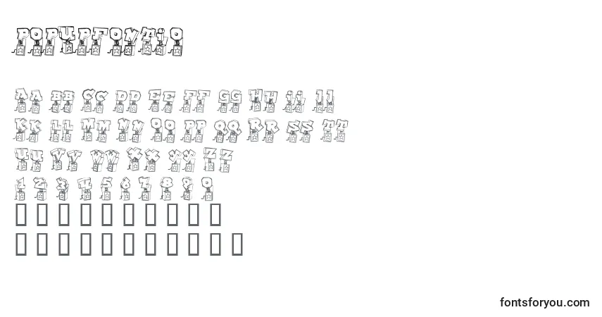 Шрифт PopUpFontio – алфавит, цифры, специальные символы