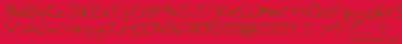 Weitere Informationen zur PrettyTomato-Schriftart PrettyTomato-Schriftart – Braune Schriften auf rotem Hintergrund