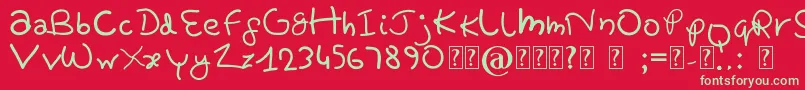 フォントPrettyTomato – 赤い背景に緑の文字