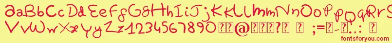 PrettyTomato-Schriftart – Rote Schriften auf gelbem Hintergrund