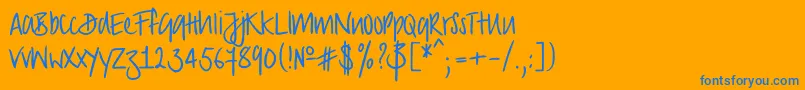 Strongscript Font – Blue Fonts on Orange Background