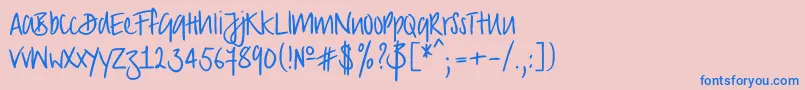 フォントStrongscript – ピンクの背景に青い文字