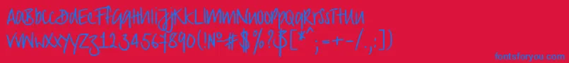 Fonte Strongscript – fontes azuis em um fundo vermelho