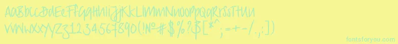 Strongscript-Schriftart – Grüne Schriften auf gelbem Hintergrund