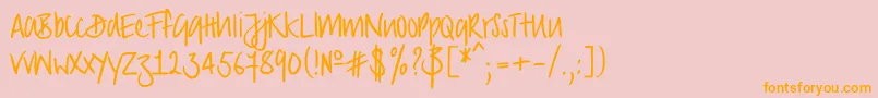 Strongscript-Schriftart – Orangefarbene Schriften auf rosa Hintergrund