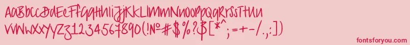 フォントStrongscript – ピンクの背景に赤い文字