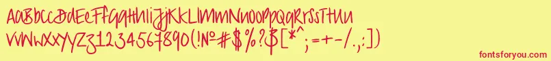 Strongscript-Schriftart – Rote Schriften auf gelbem Hintergrund