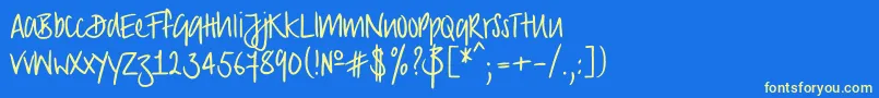 Strongscript-Schriftart – Gelbe Schriften auf blauem Hintergrund