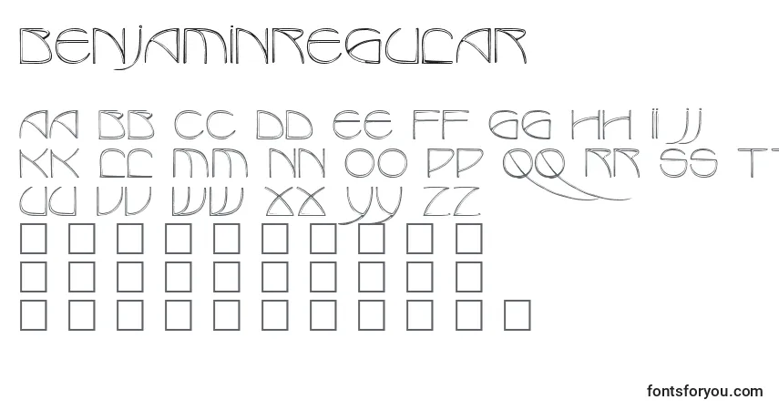 Шрифт Benjaminregular – алфавит, цифры, специальные символы