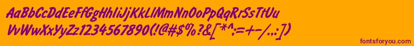 Brushi Font – Purple Fonts on Orange Background