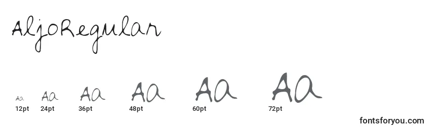 Размеры шрифта AljoRegular