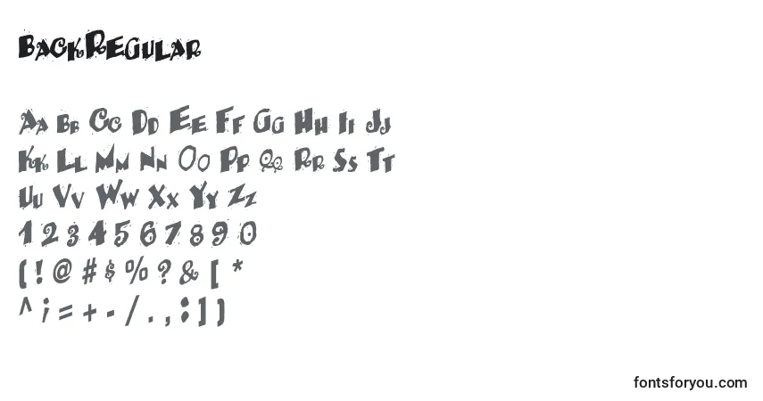 Fuente BackRegular - alfabeto, números, caracteres especiales