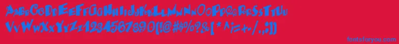 Czcionka BackRegular – niebieskie czcionki na czerwonym tle