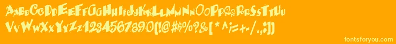 BackRegular-Schriftart – Gelbe Schriften auf orangefarbenem Hintergrund