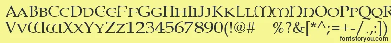 Paternoster-Schriftart – Schwarze Schriften auf gelbem Hintergrund