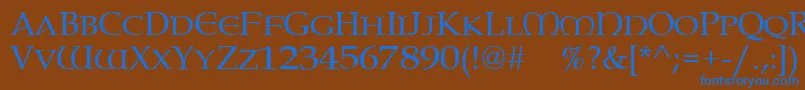 Paternoster-fontti – siniset fontit ruskealla taustalla
