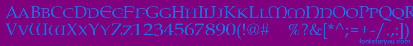 Paternoster-Schriftart – Blaue Schriften auf violettem Hintergrund