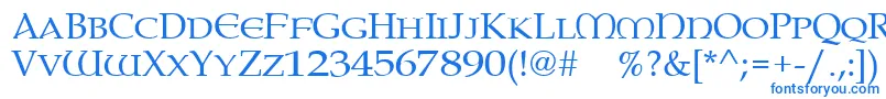Paternoster-Schriftart – Blaue Schriften auf weißem Hintergrund