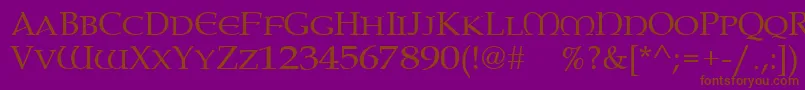 Paternoster-Schriftart – Braune Schriften auf violettem Hintergrund