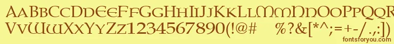 Paternoster-Schriftart – Braune Schriften auf gelbem Hintergrund