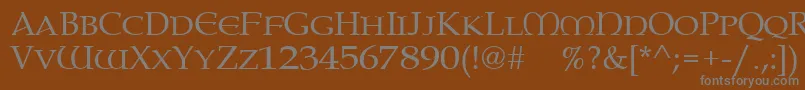 Paternoster-fontti – harmaat kirjasimet ruskealla taustalla